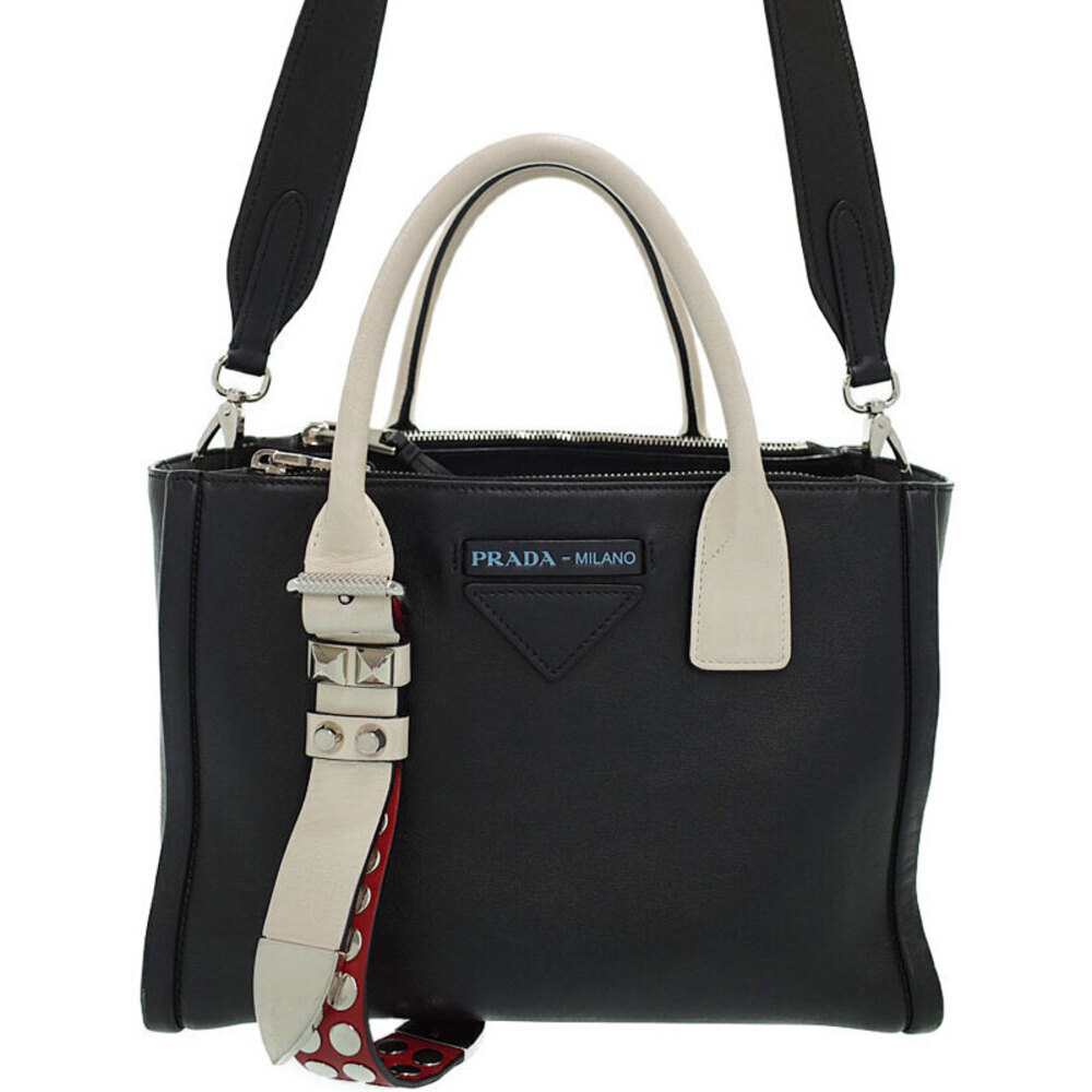 Prada Concept Leather Tote Shoulder Bag Black